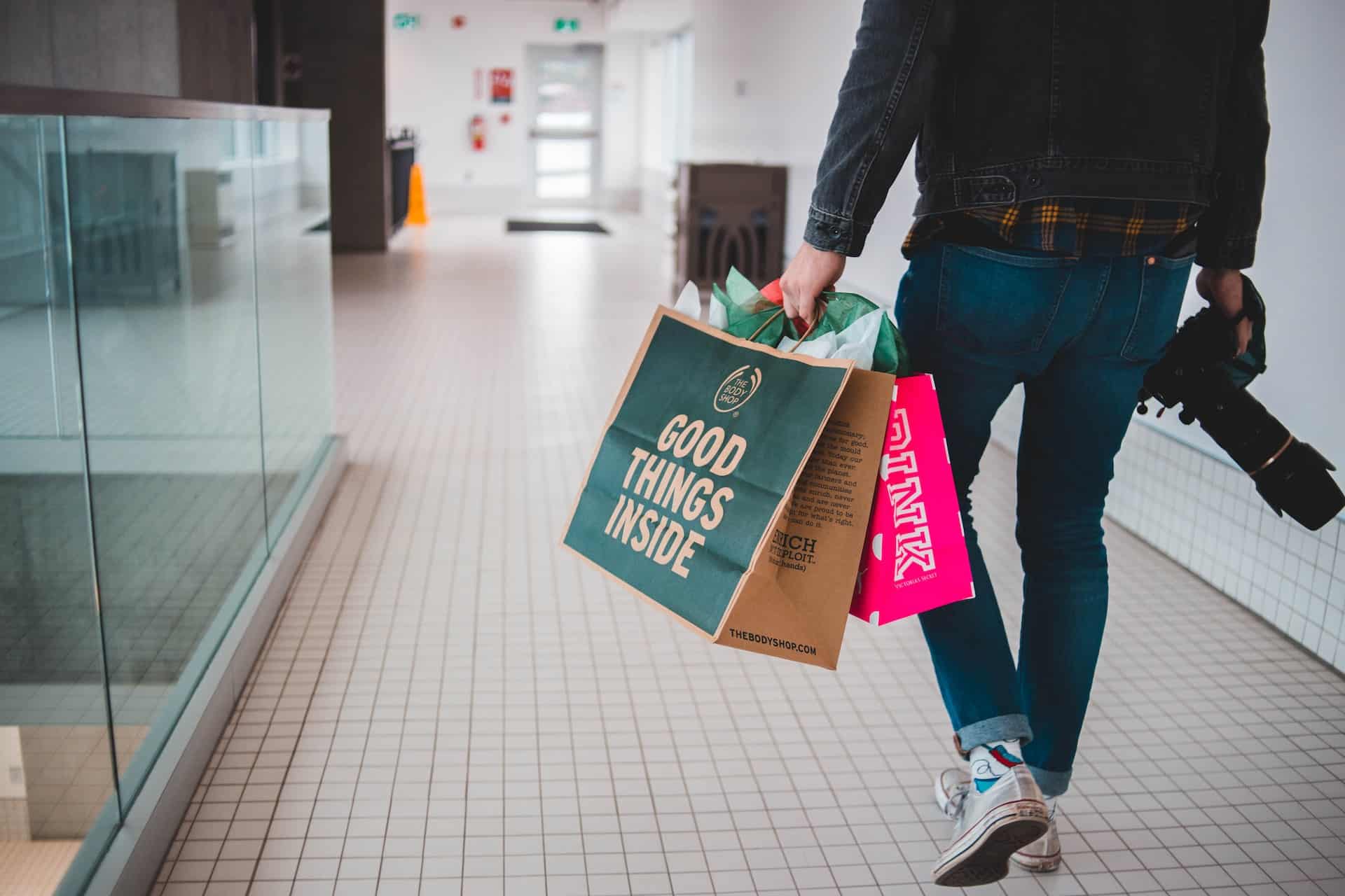 A man carrying shopping bags