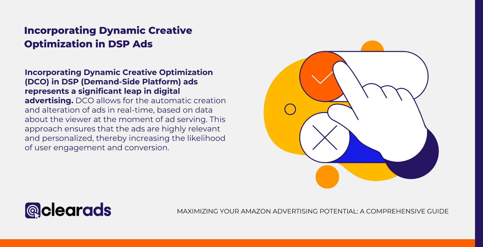 Overview of Dynamic Creative Optimization in DSP ads, detailing how DCO automates ad creation and updates in real time based on viewer data, leading to more personalized and engaging ads with higher conversion potential.