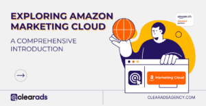 Introductory banner for Amazon Marketing Cloud, featuring a character holding a globe, symbolizing the global reach and comprehensive nature of AMC for Amazon advertising.