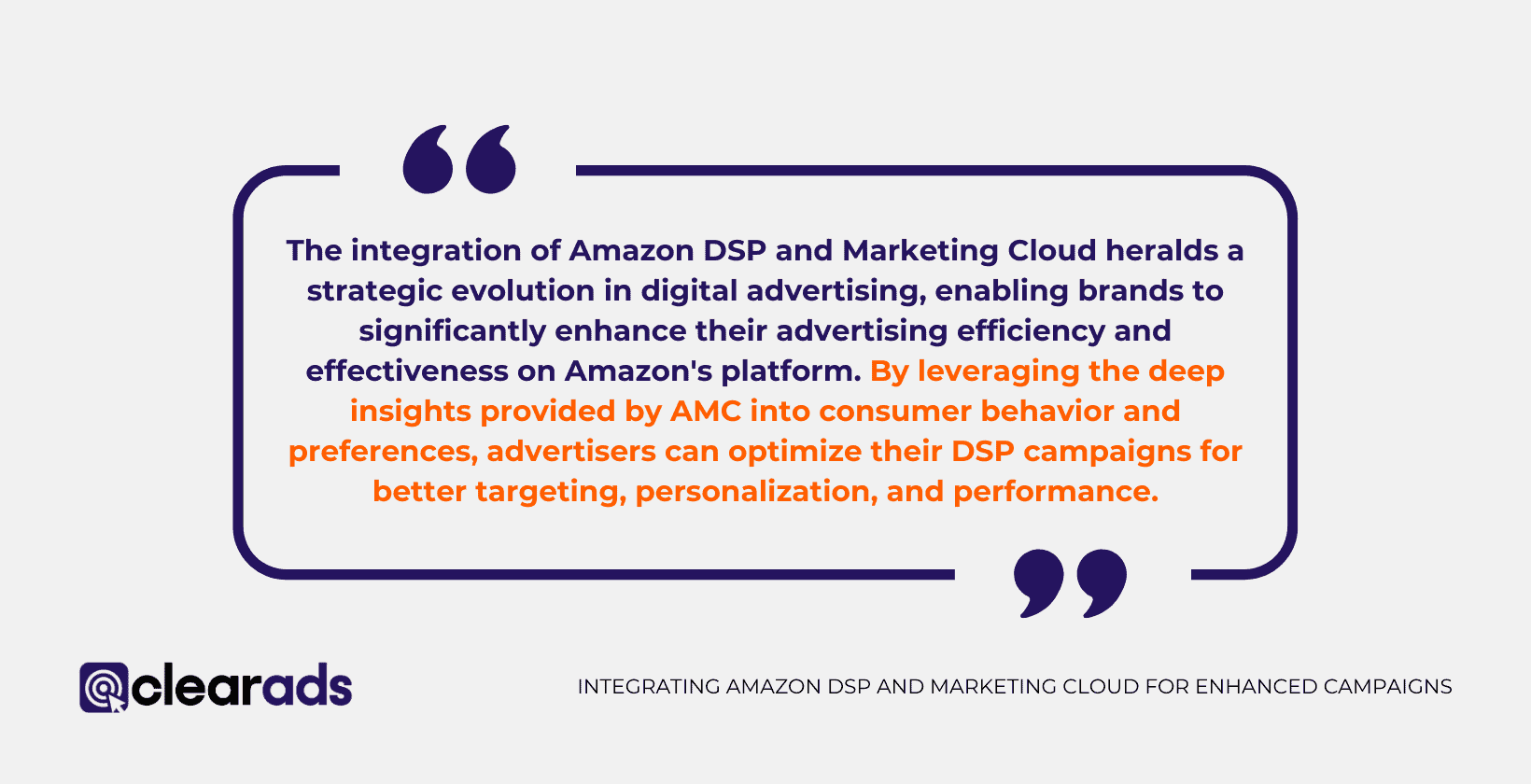 Quote on the strategic benefits of integrating Amazon DSP with Marketing Cloud to boost advertising efficiency on Amazon's platform.