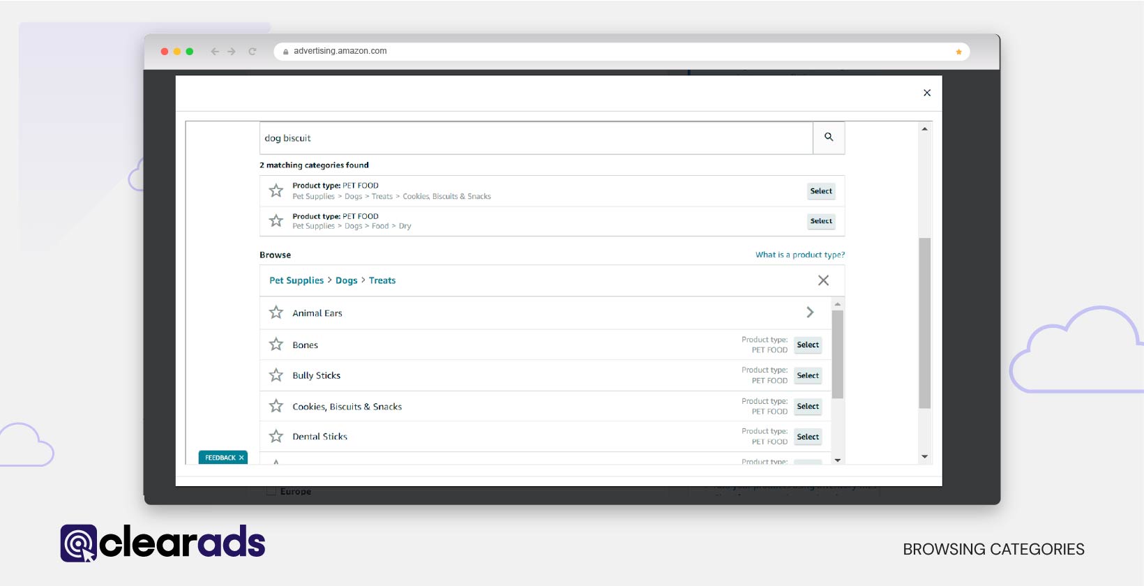 Screenshot of browsing categories