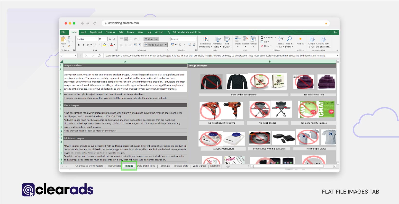 Screenshot showingthe flat file images tab