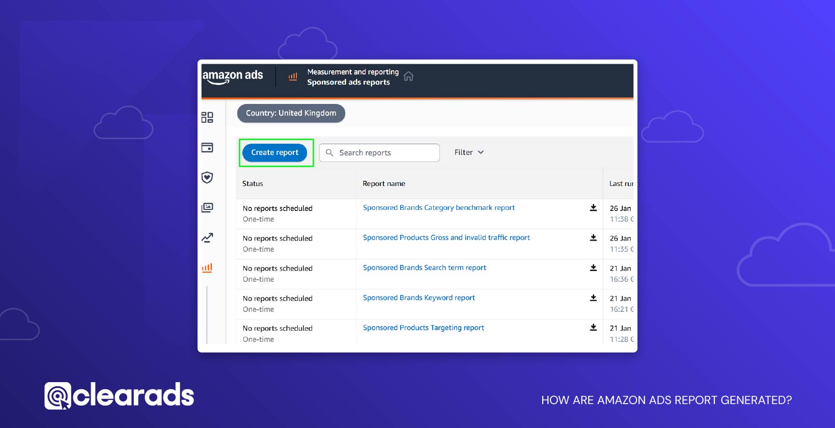 Screenshot showing a step of how amazon ad reports are generated