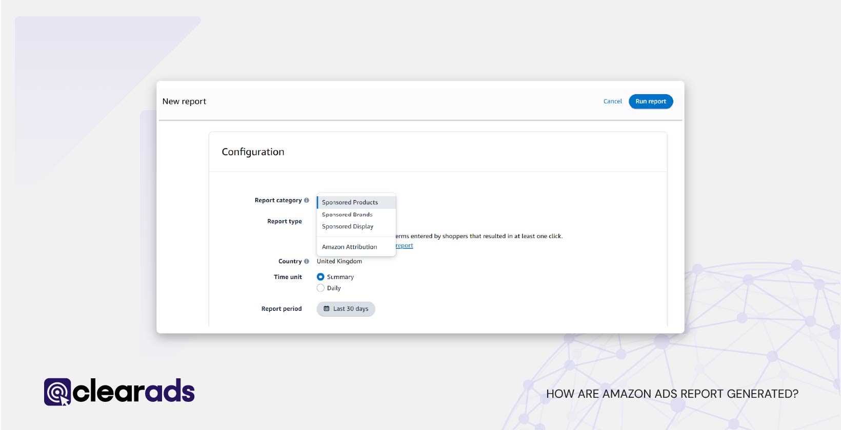 Screenshot showing a step of how amazon ad reports are generated