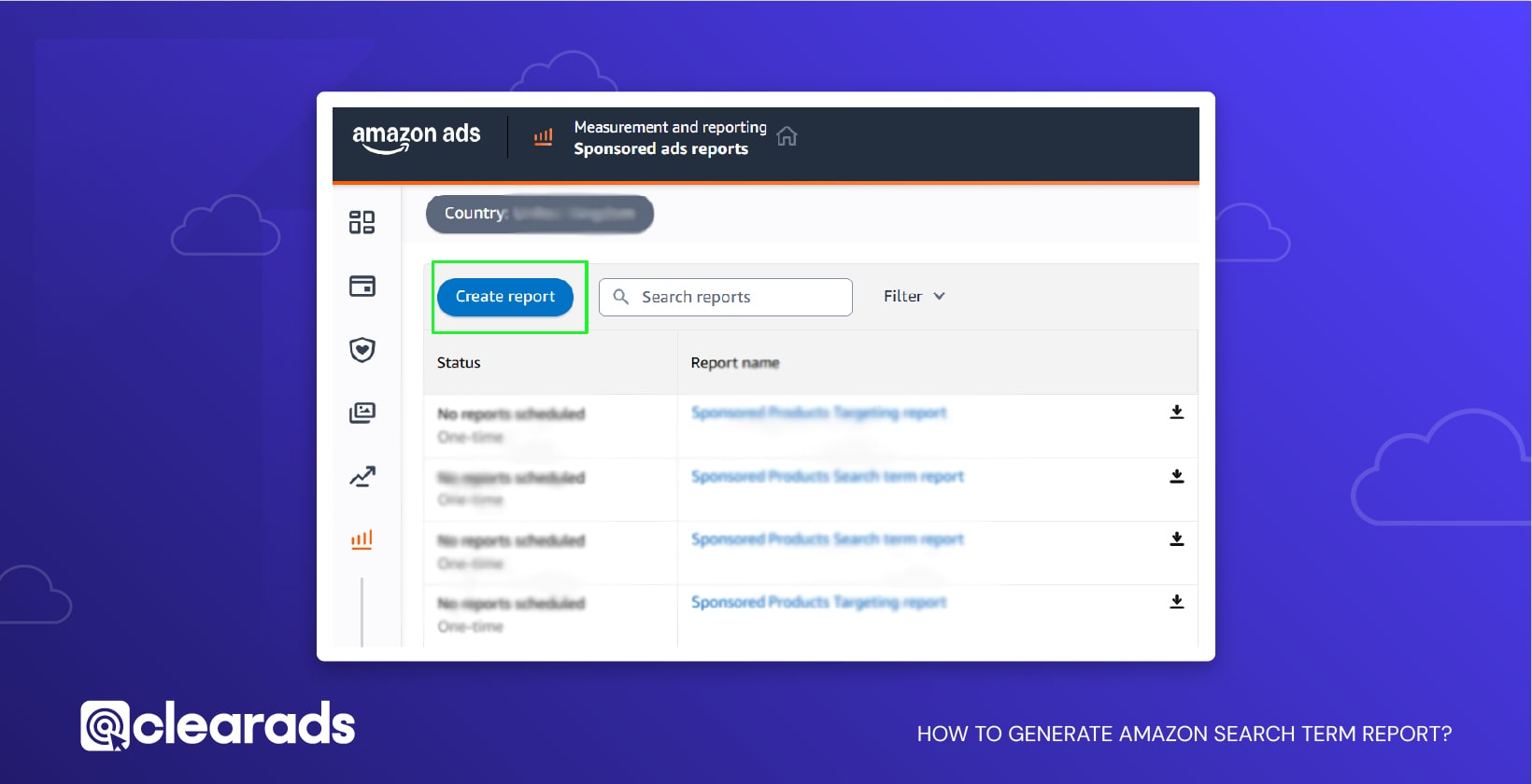 Screenshot outlining steps to generate search term reports