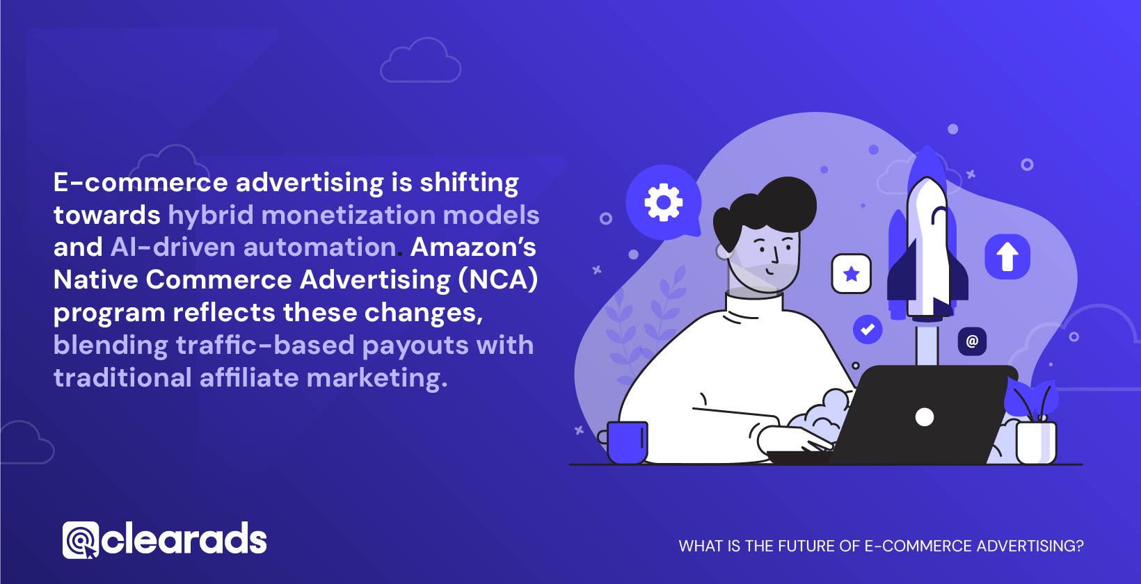 Graphic illustration introducing the future of e-commerce advertising