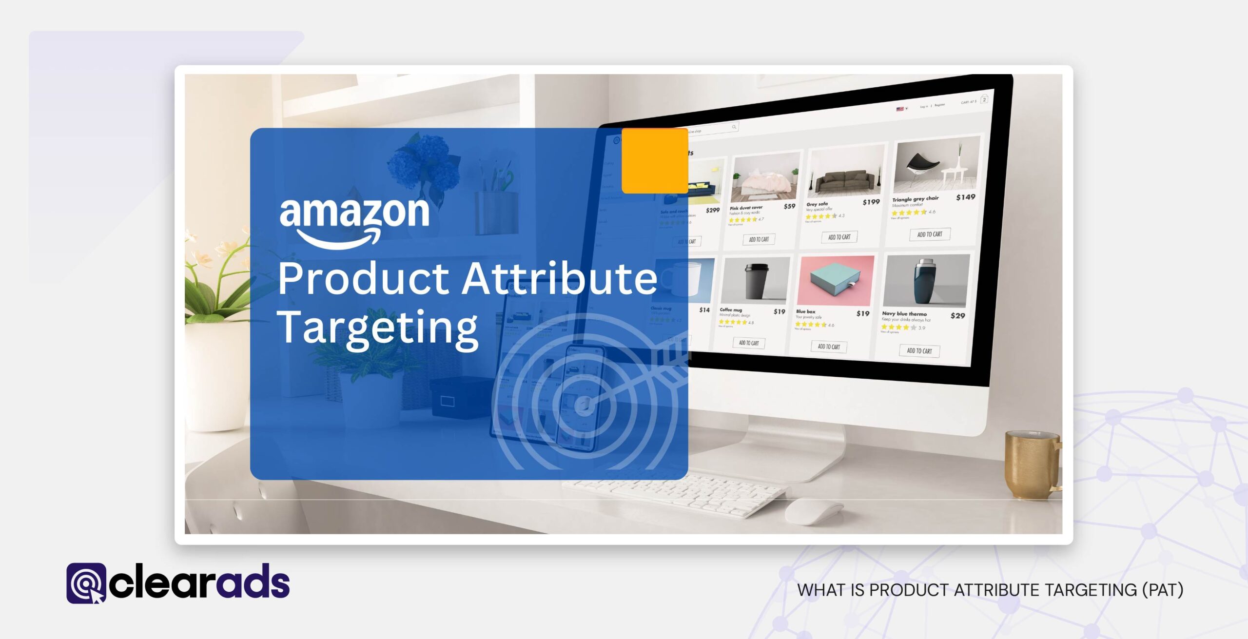 Picture of a desktop computer displaying amazon product