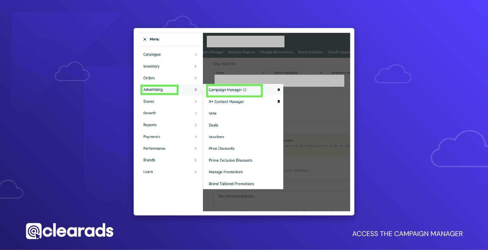 Showing how to access the Campaign Manager