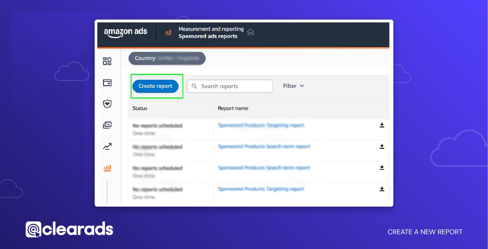 Screenshot showing how to create a new report