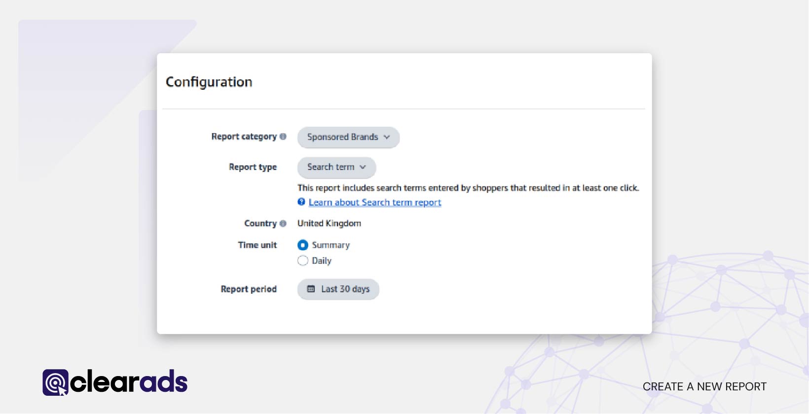Screenshot showing another step of how to create a new report