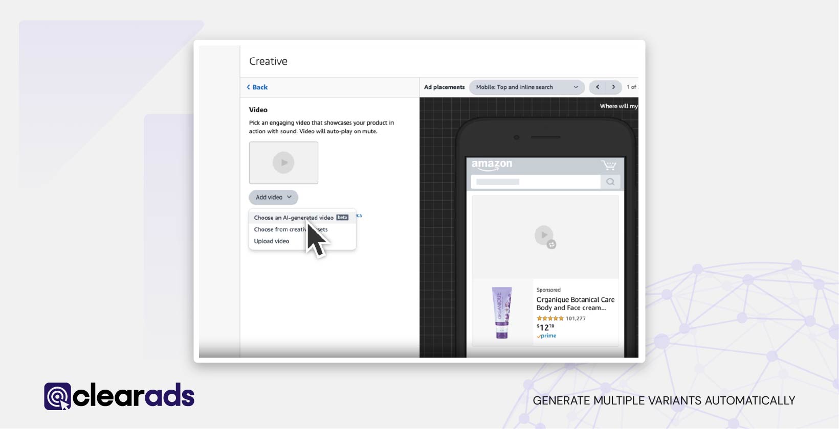 Screenshot showing how to generate multiple variants automatically