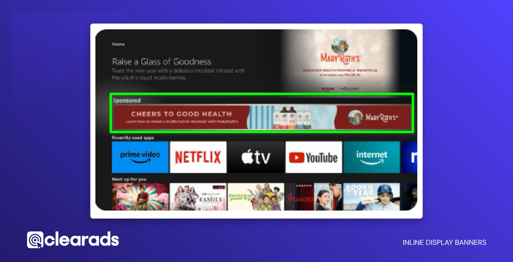 Screenshot of an Amazon Fire TV Inline Display Banner ad type
