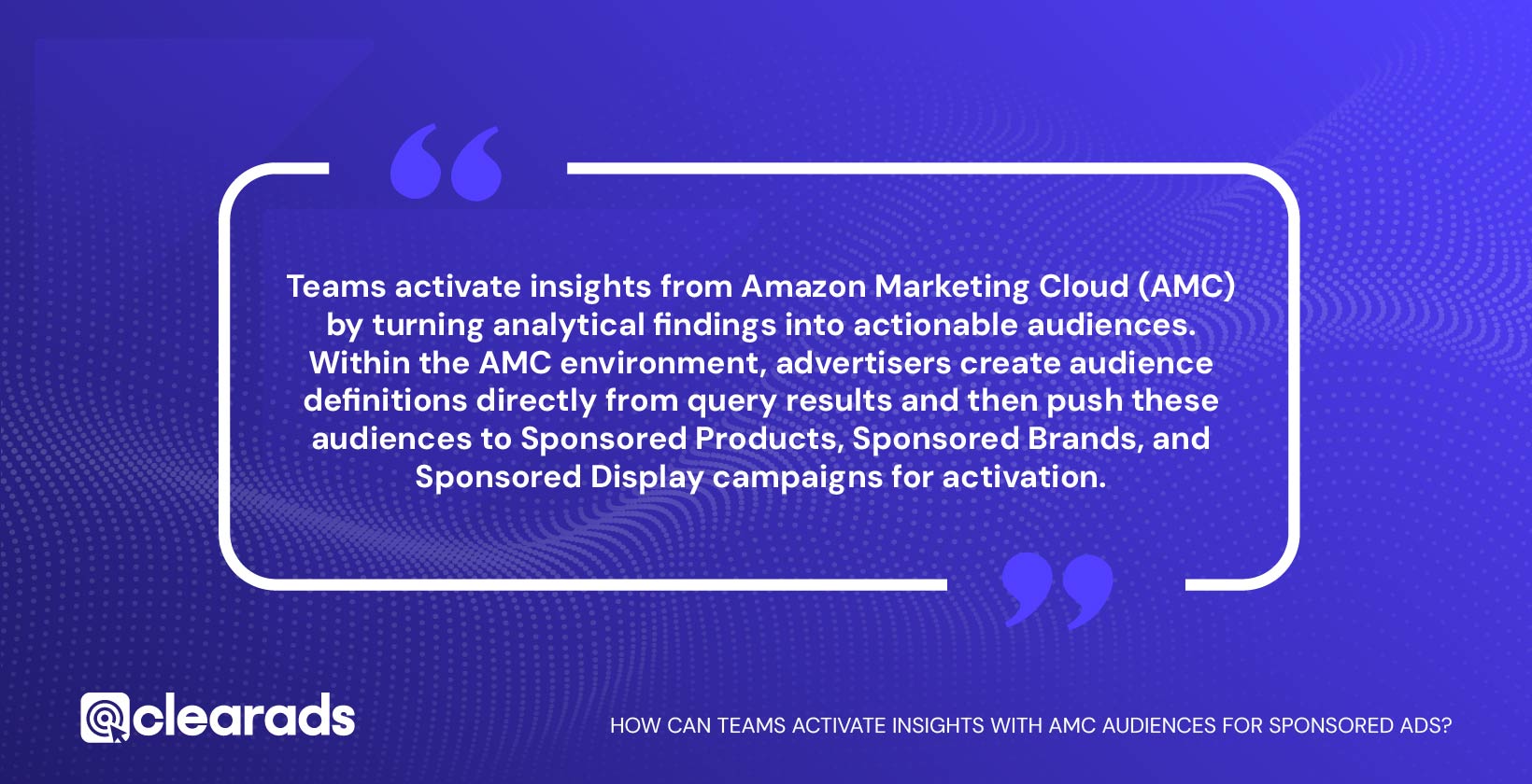 Quote discussing How teams can activate insights with AMC Audiences for Sponsored Ads